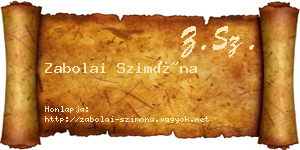 Zabolai Szimóna névjegykártya